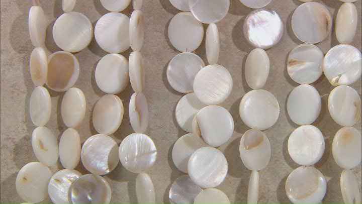 Mother of Pearl appx 15-20mm Round Bead Strand Set of 14 appx 14-15" Video Thumbnail